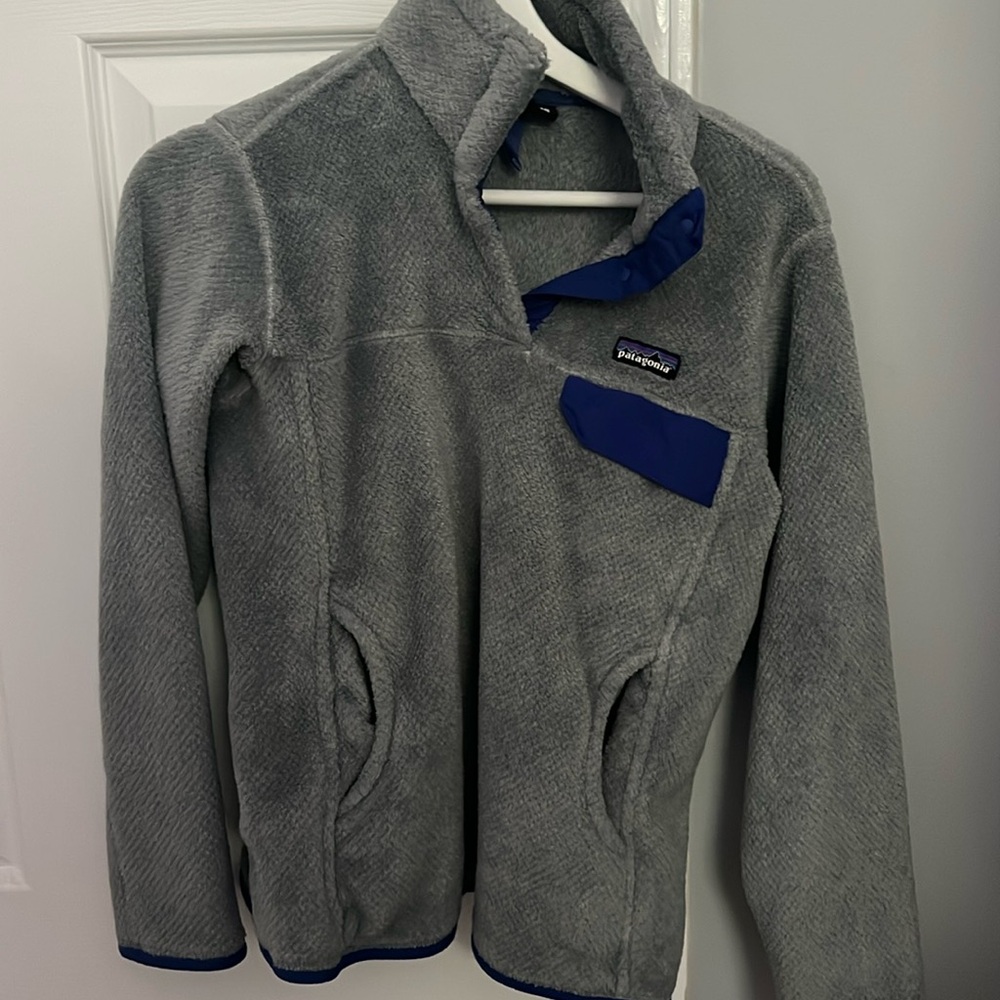 Patagonia Jackets & Coats | Patagonia Grey And Blue Fleece Quarter-Zip.